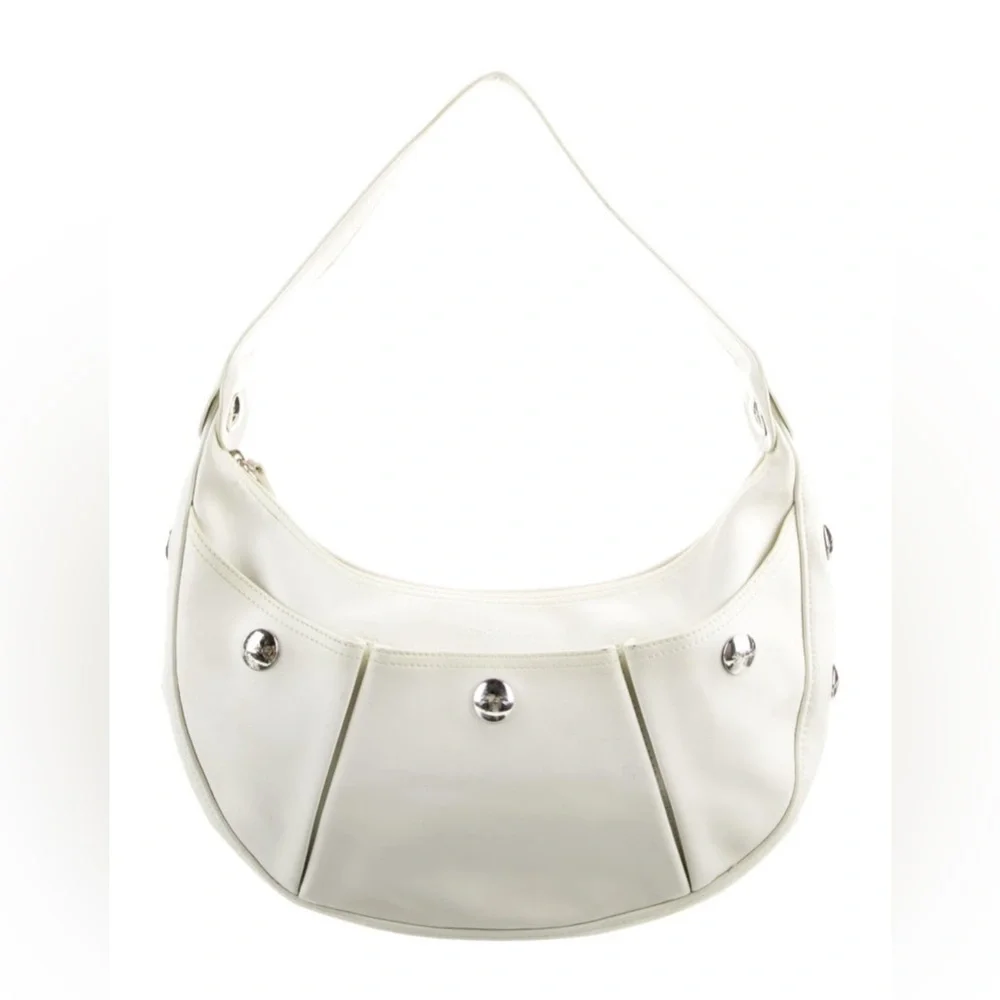 Gorgeous white leather Longchamp White Hobo Bag studded